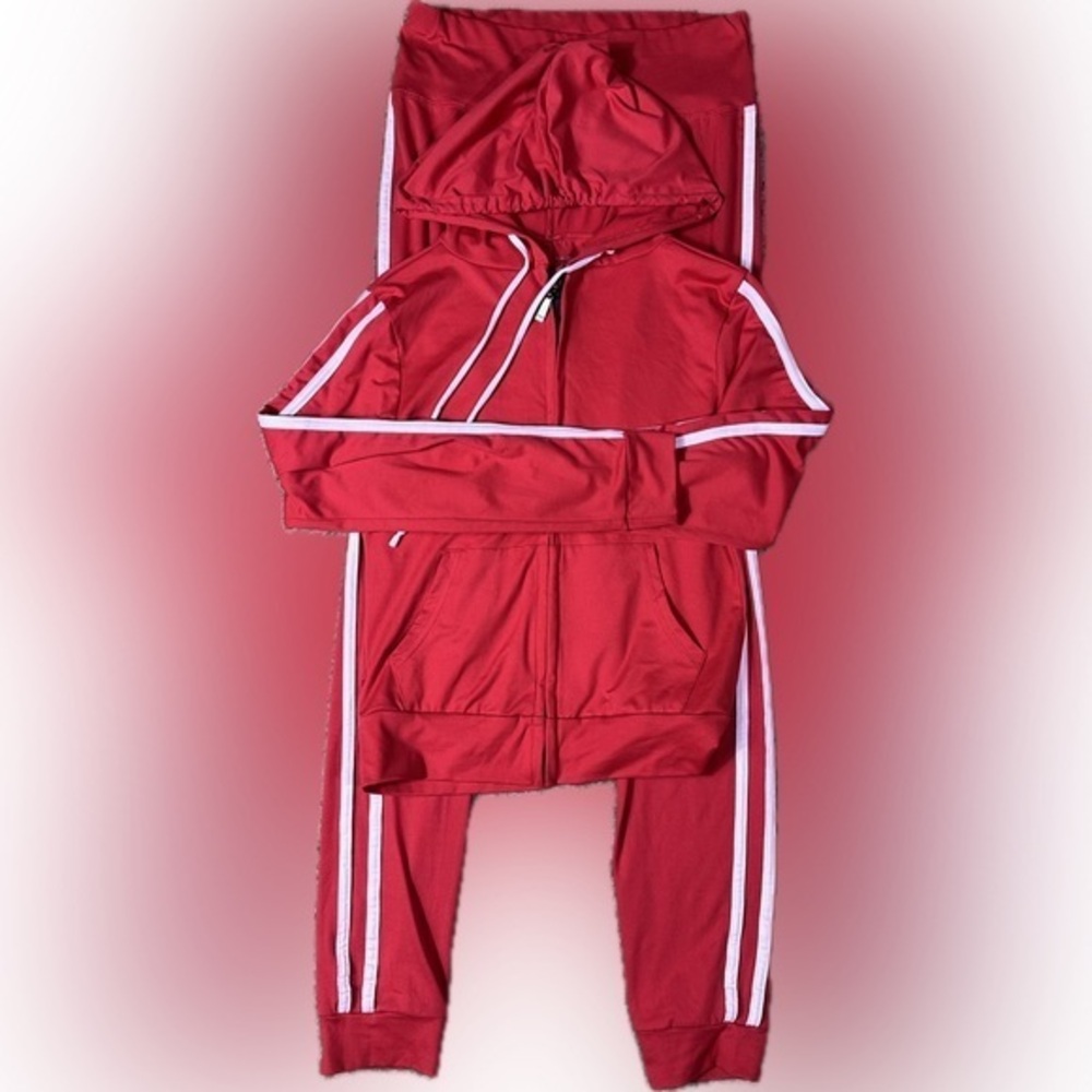 Boom Boom Jeans Yummy Zip Hoodie & Legging Set Solid Red Medium